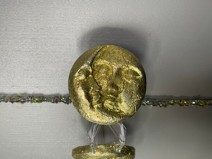 Gold Bismuth Crystal Sun Moon Metal Art Sculpture