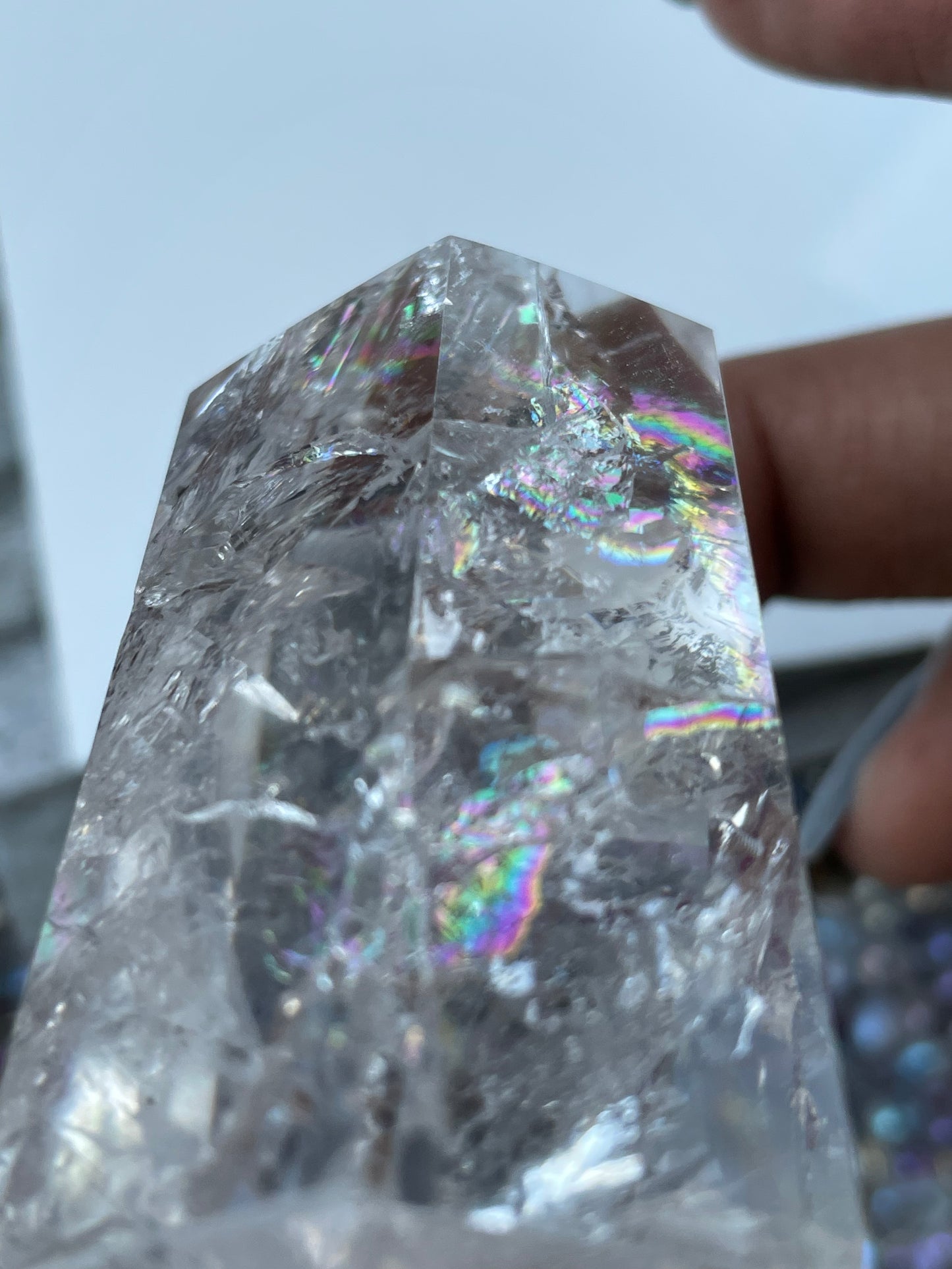 Rainbow Clear Quartz Crystal Gemstone Point Tower Thick L