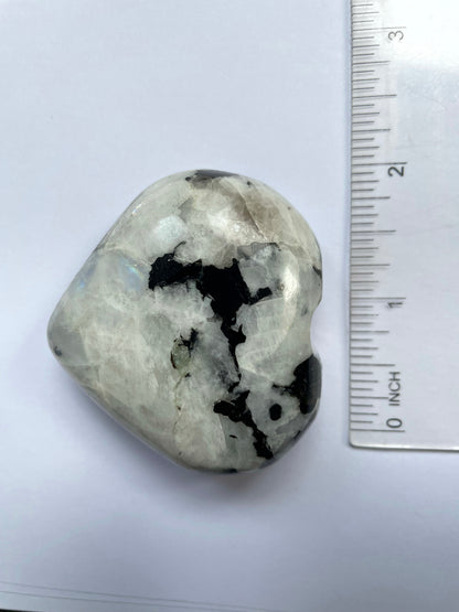 Rainbow Moonstone Crystal Gemstone Heart Carving - Large