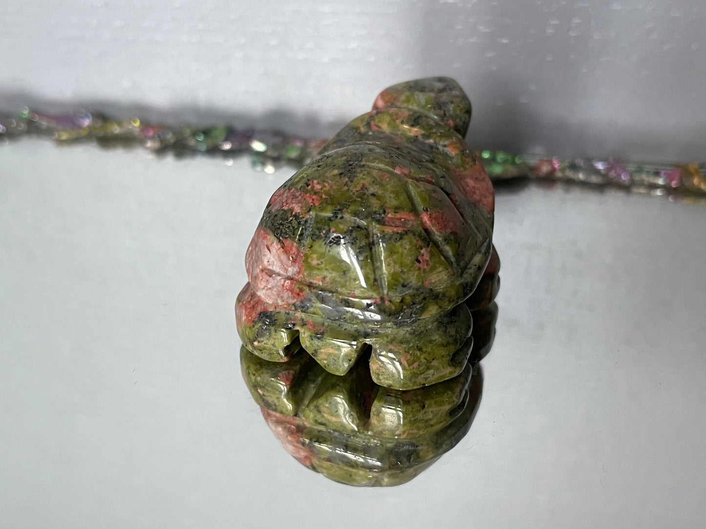 Unakite Gemstone Crystal Turtle Animal Carving Small
