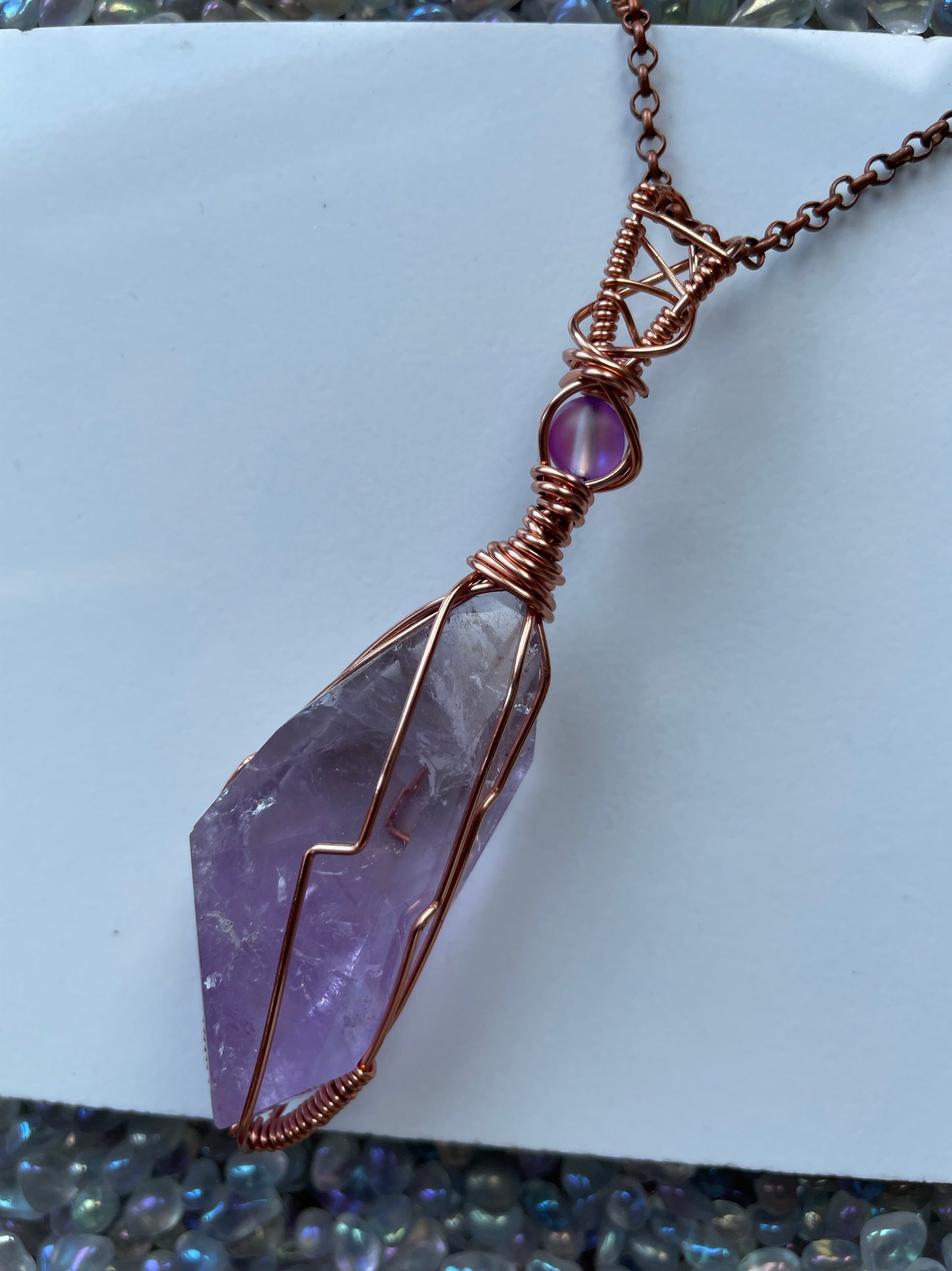 Ametrine Faceted Freeform Crystal Gemstone Copper Necklace