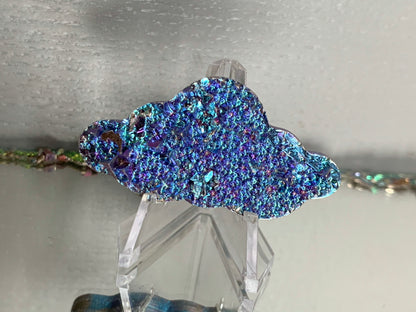 Blue Bismuth Crystal Cloud Cut Out Metal Art