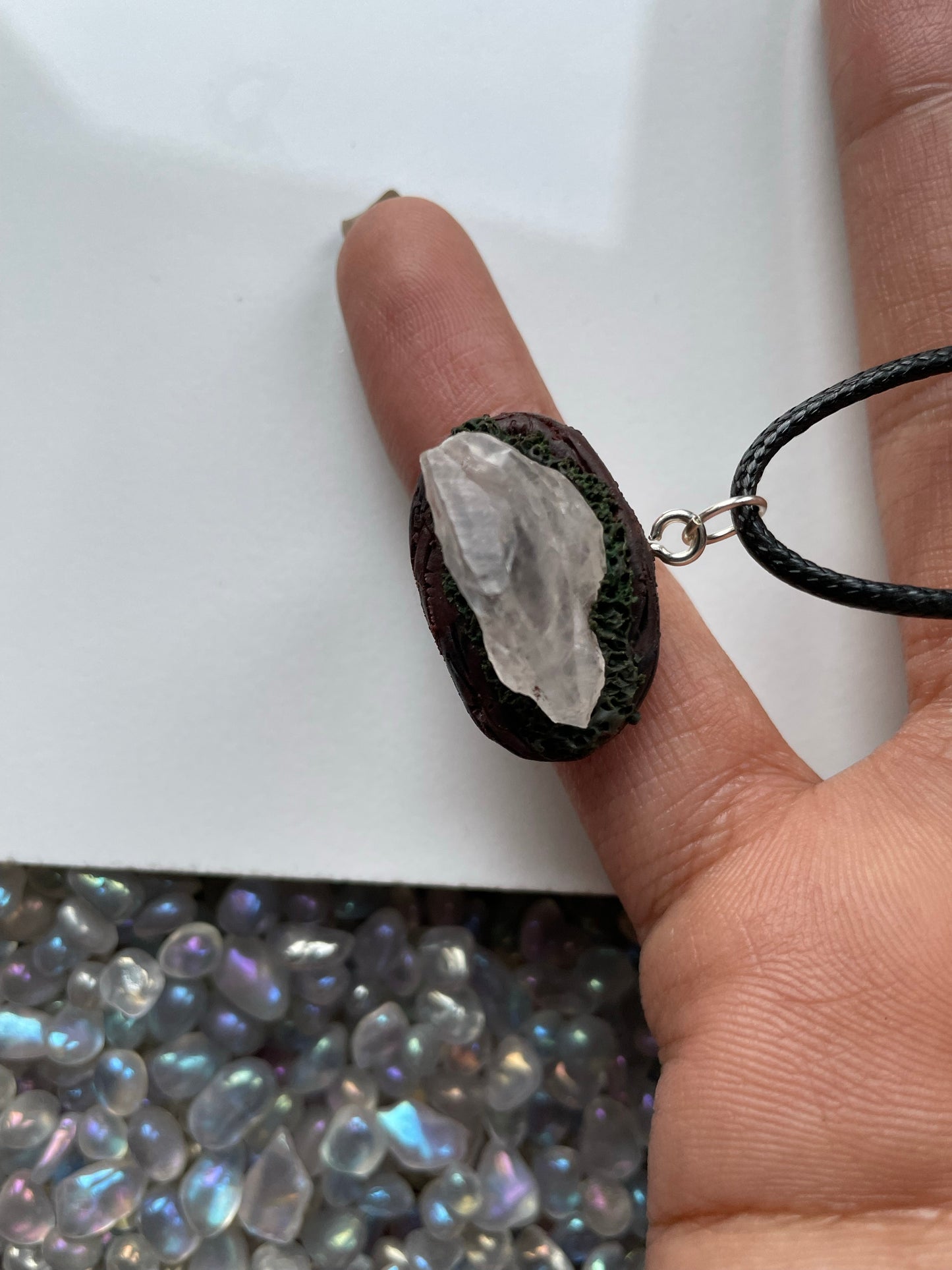 Scottish Quartz Crystal Gemstone Mini Enchanted Forest Necklace - Oval
