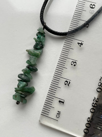 Emerald Crystal Gemstone Rough Chip Cord Necklace