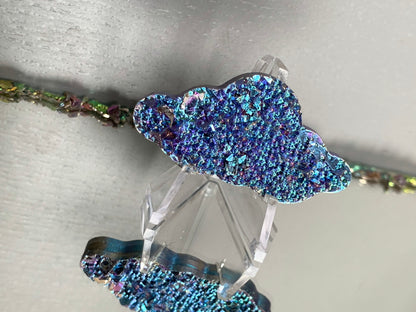 Blue Bismuth Crystal Cloud Cut Out Metal Art