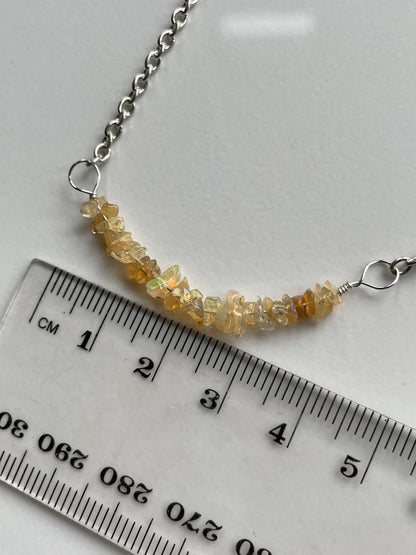 Ethiopian Opal Rough Crystal Gemstone Chip Bar Necklace