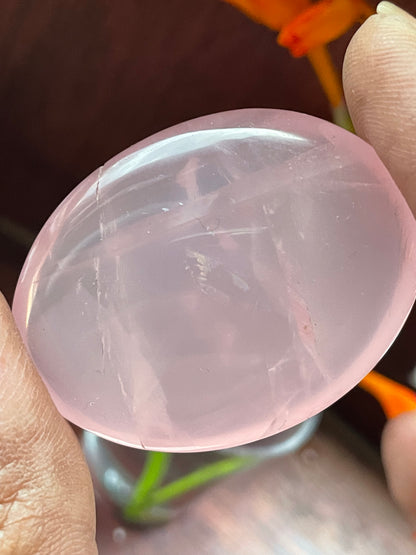 Star Rose Quartz Crystal Gemstone - Palm Stone - S (1)