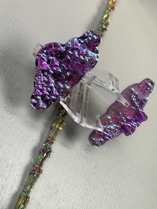 Purple Blue Bismuth Crystal Cloud Cut Out Metal Art