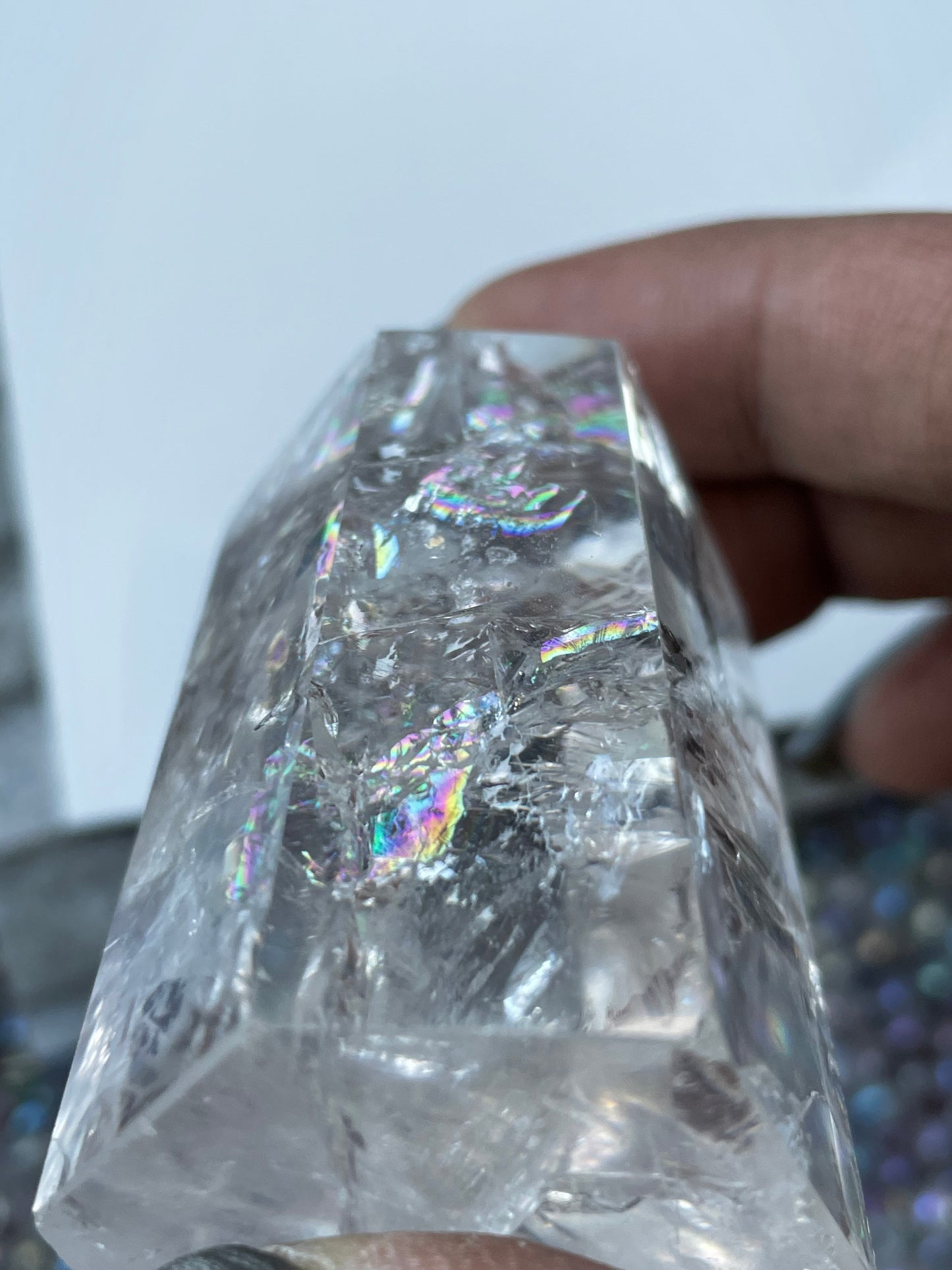 Rainbow Clear Quartz Crystal Gemstone Point Tower Thick L