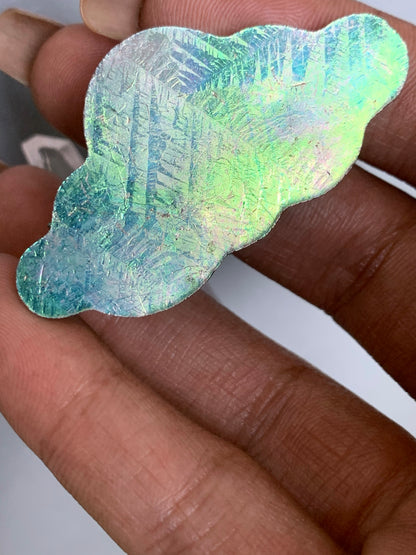 Green Bismuth Crystal Cloud Cut Out Metal Art