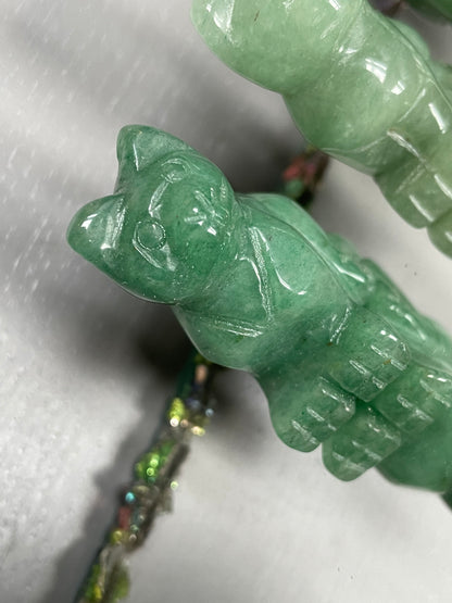 Green Aventurine Gemstone Crystal Animal Cat Carving