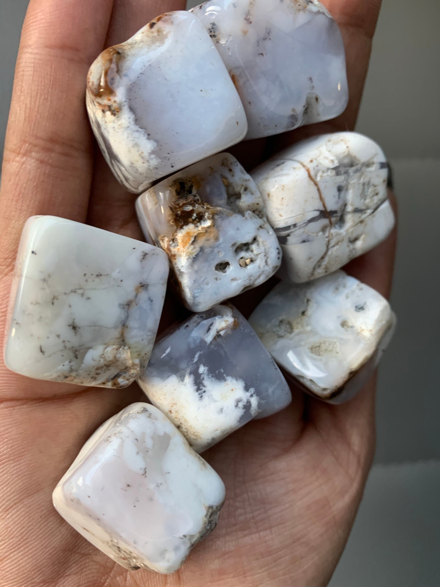 Blue Chalcedony Tumbled Cube Gemstone Crystal - Medium