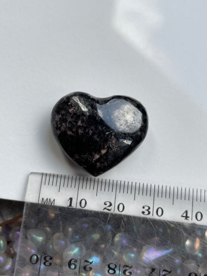 Rhodonite Gemstone Crystal Heart Carving (B)