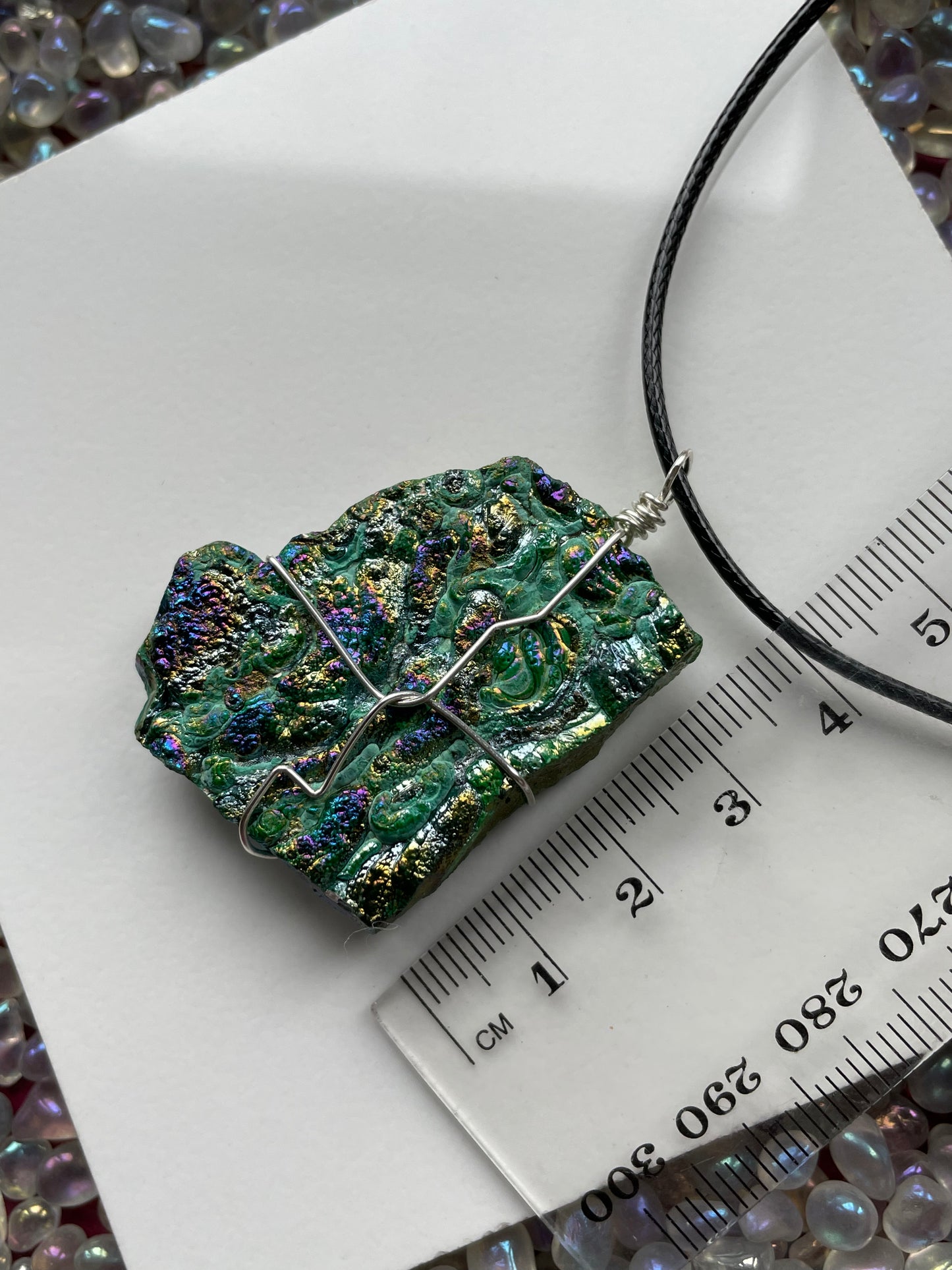 Green Aura Druzy Chalcedony Crystal Gemstone - Galaxy Slice - Necklace