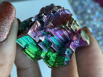 Rainbow Bismuth Crystal Specimen Metal Art S (3)