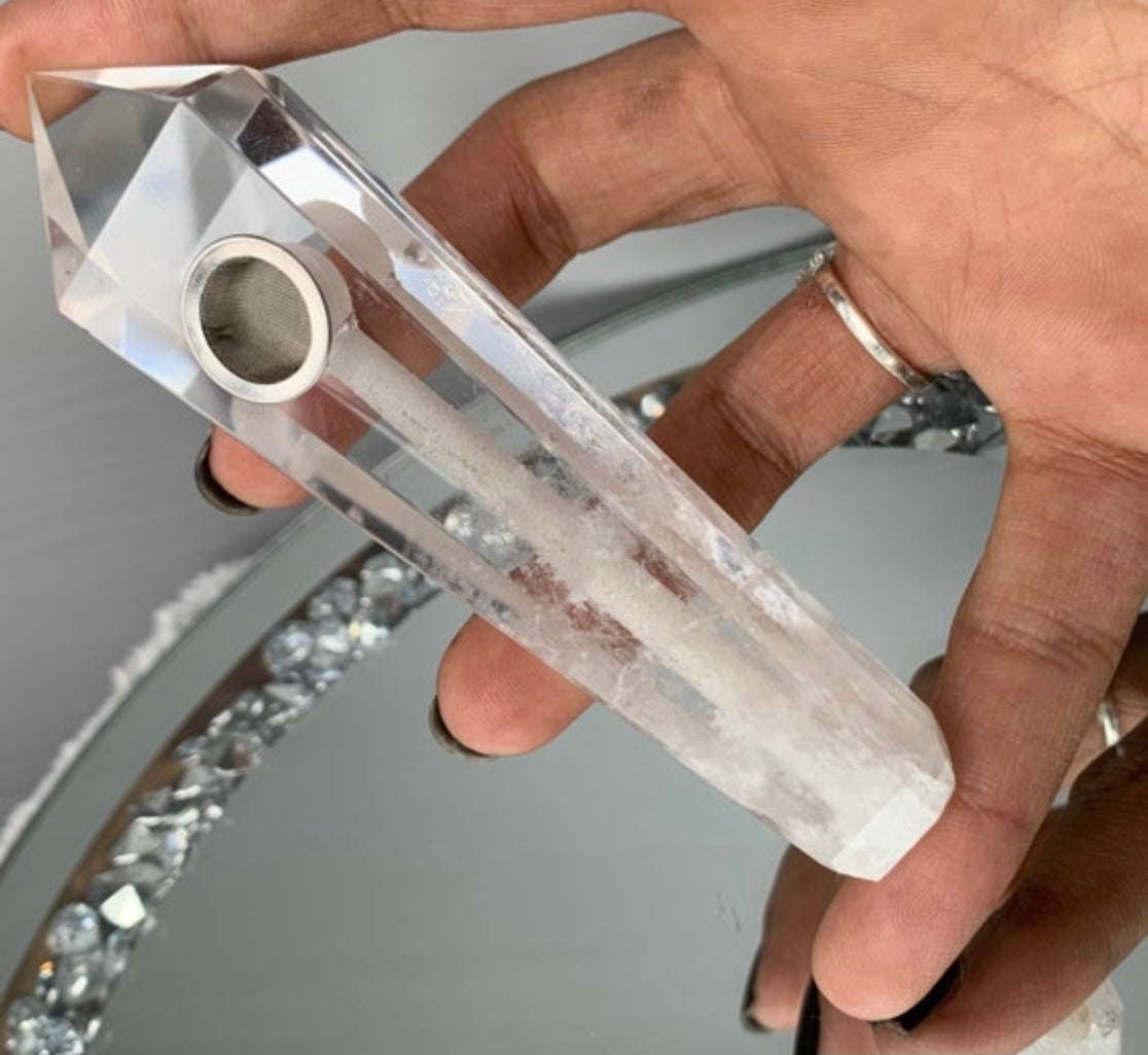Clear Quartz Crystal Gemstone Pipe