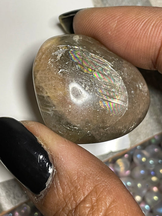 Black Moonstone Gemstone Crystal Heart Carving Small
