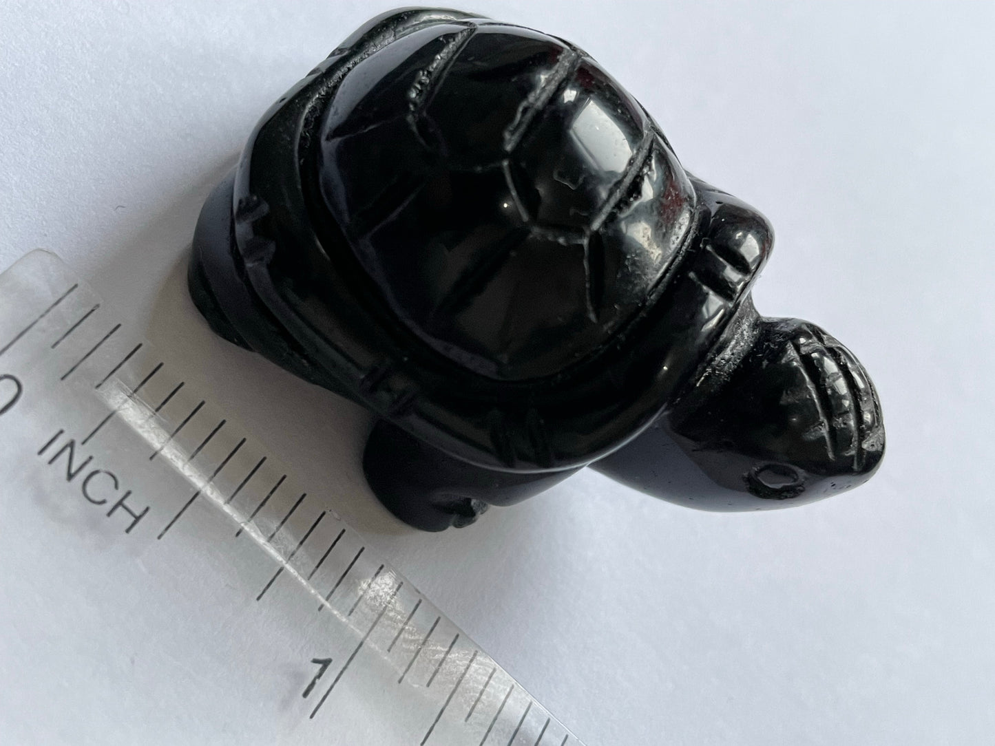 Black Obsidian Gemstone Crystal Turtle Animal Carving Small