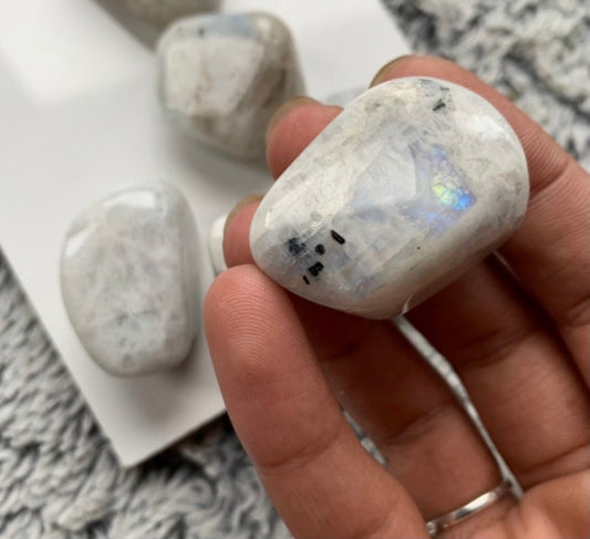 Rainbow Moonstone Tumbled Gemstone Crystal - Large