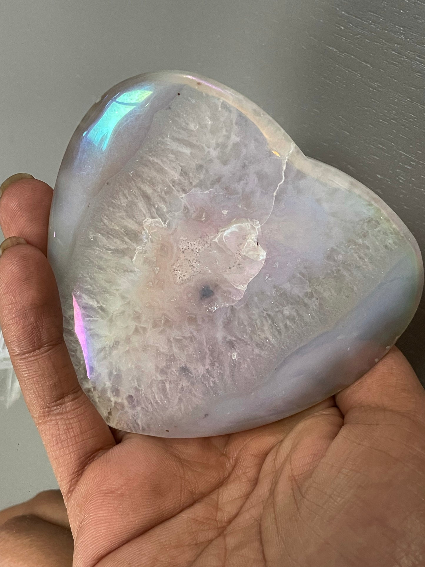 Angel Aura Druzy Agate Crystal Gemstone Heart Carving Large