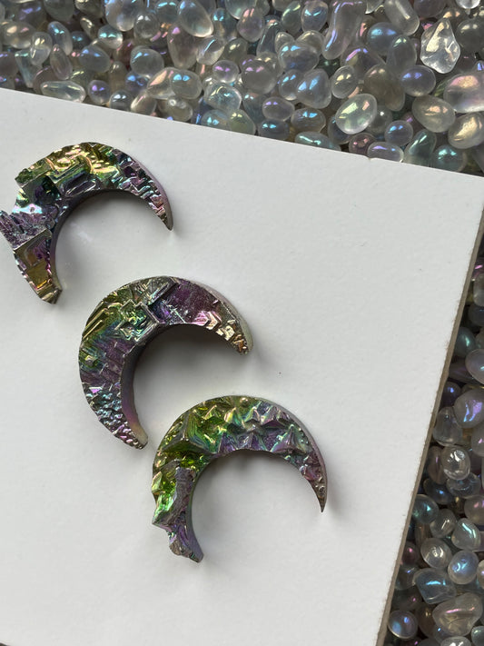 Moon Rainbow Bismuth Crystal Cut Out Metal Art
