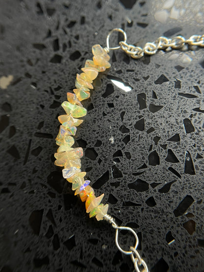 Ethiopian Opal Rough Crystal Gemstone Chip Bar Necklace
