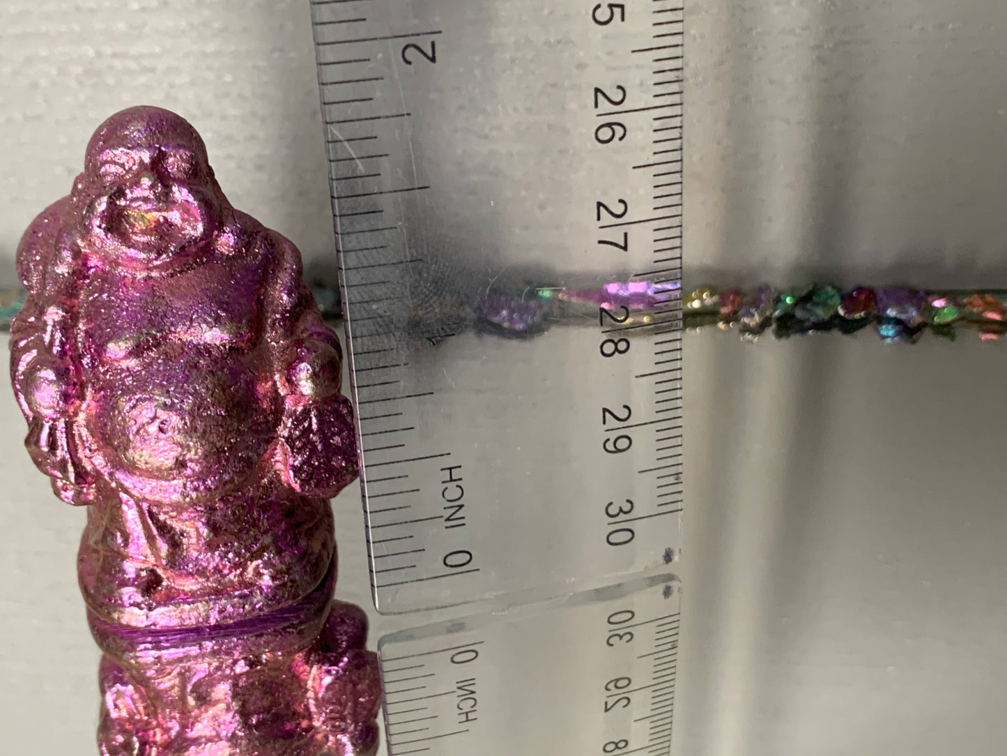 Pink Bismuth Crystal Travelling Buddha Metal Art Sculpture