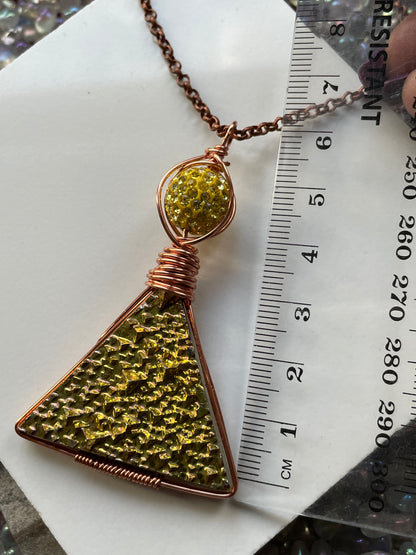 Gold Bismuth Triangle Crystal Cut Out Metal Art Necklace