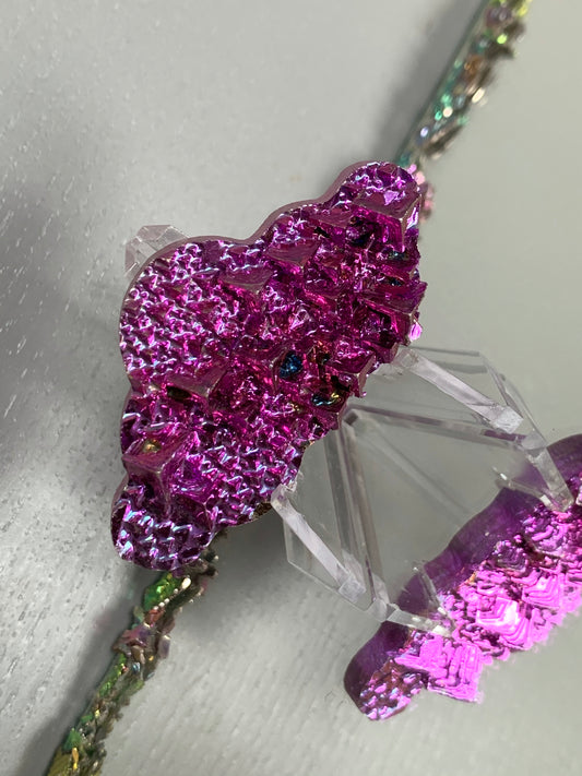 Pink Bismuth Crystal Cloud Cut Out Metal Art