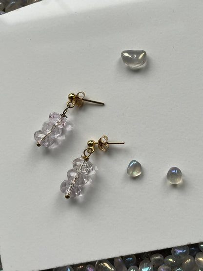 Lavender Amethyst Crystal Gemstone 925 Gold Earrings