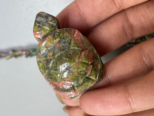 Unakite Gemstone Crystal Turtle Animal Carving Small